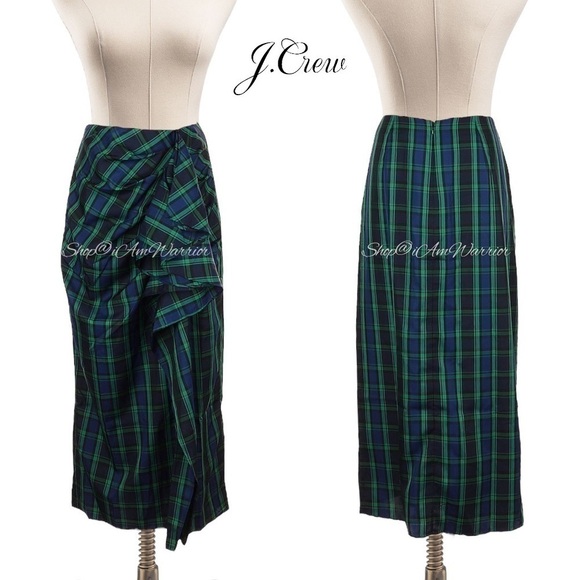 J.Crew NWT evergreen tartan ruffle midi/maxi skirt *shop@iamwarrior - Picture 4 of 11